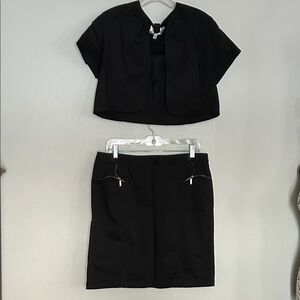 Black Two-Piece Skirt and Bolero Crop Jacket Set size 12/14